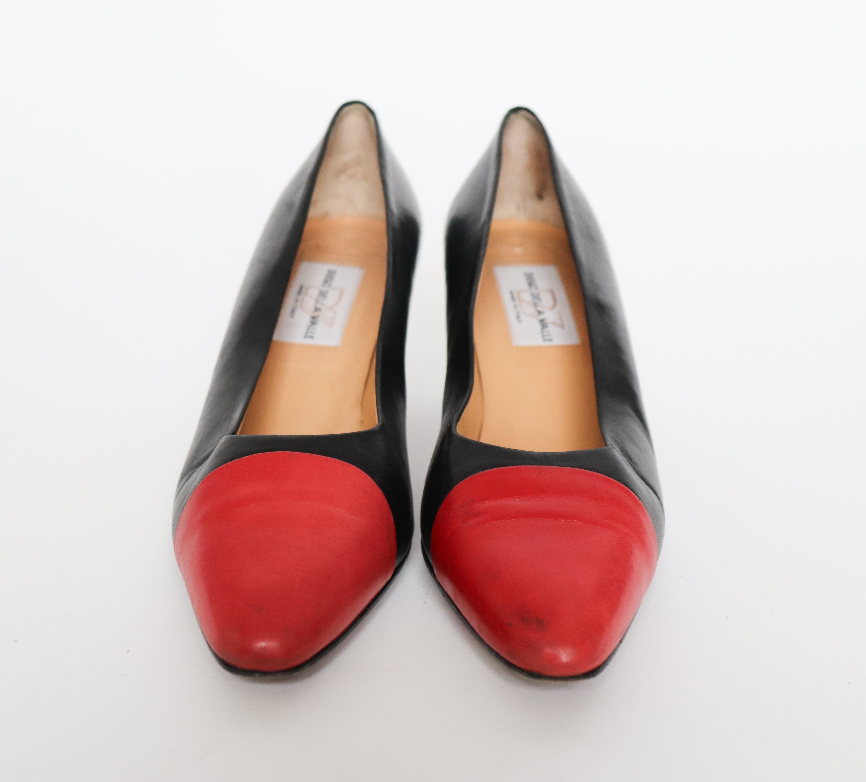 Diego Della Valle Toe Cap Pumps - Vintage 1990s - Red / Black - Fit 37 / 37.5