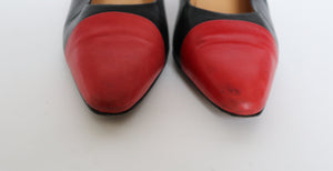 Diego Della Valle Toe Cap Pumps - Vintage 1990s - Red / Black - Fit 37 / 37.5