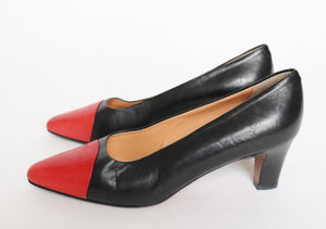 Diego Della Valle Toe Cap Pumps - Vintage 1990s - Red / Black - Fit 37 / 37.5