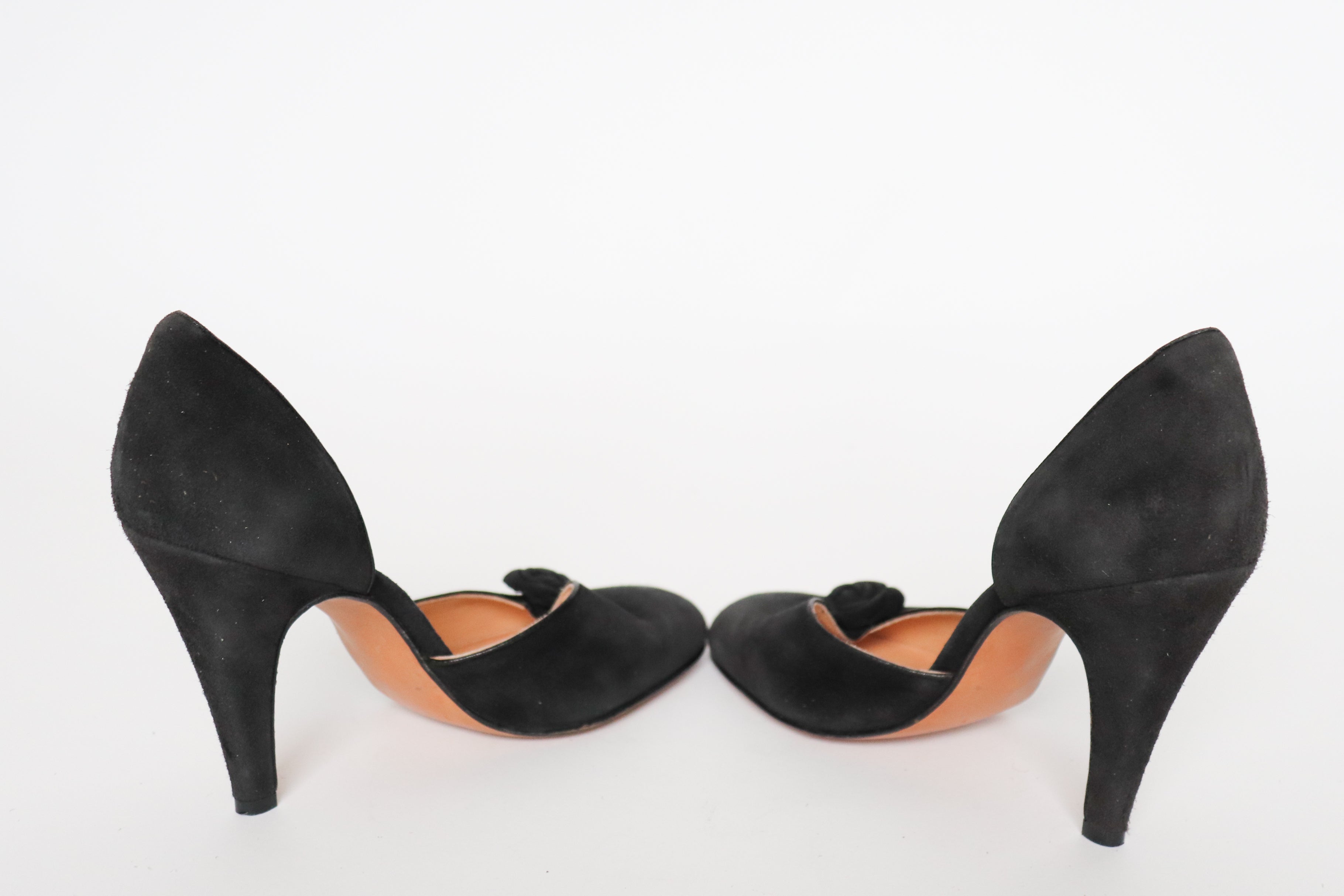 Black Suede 1980s High Heels / 1940s Style - Tuscan’s - Fit Narrow UK 5.5/6