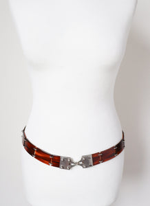 Vintage Belt - 1960s - Plastic Tortoise Shell and Metal - Small