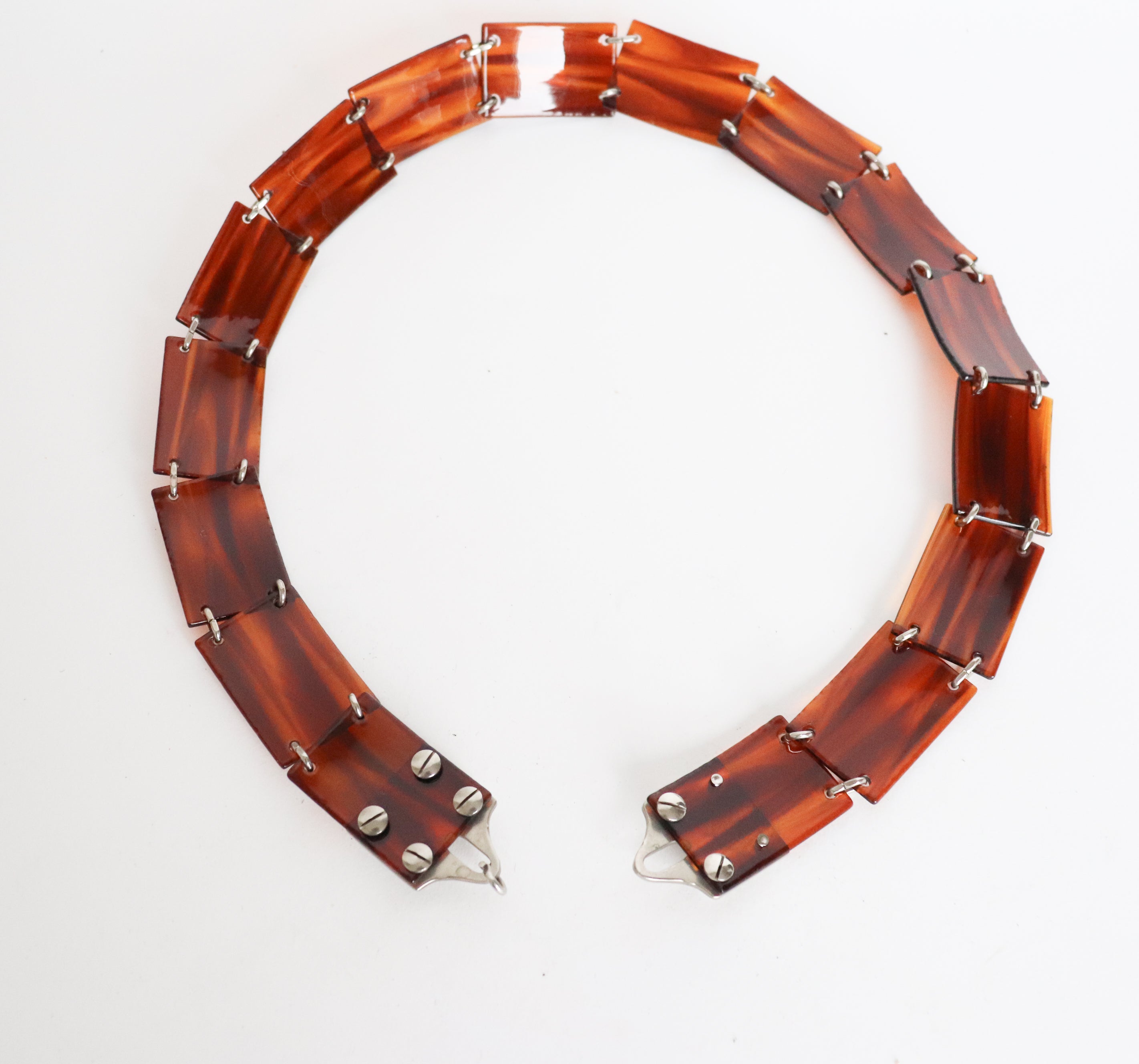 Vintage Belt - 1960s - Plastic Tortoise Shell and Metal - Small