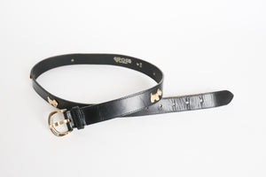 Motif Leather Vintage Belt - Terrier Dogs  / Scottie - Black-Blue - Small