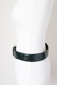 Green Genuine Skin Belt - Vintage - Women's  - Small