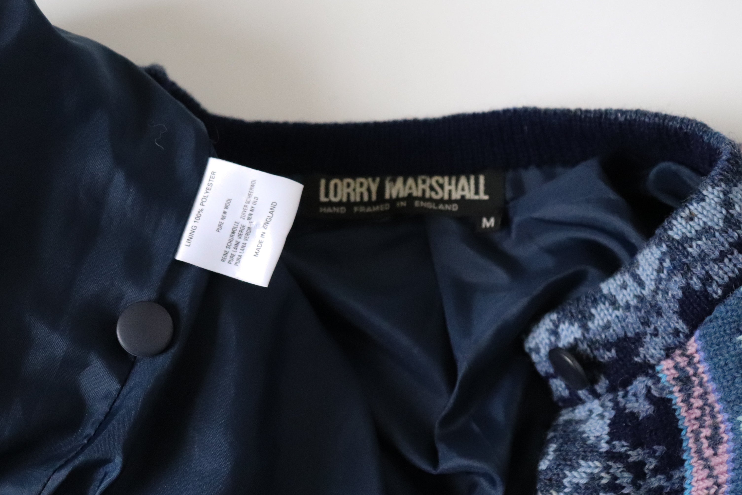 Lorry Marshall Blue Fair Isle Wool Cardigan Jacket - Vintage 1980s -  M / UK 12