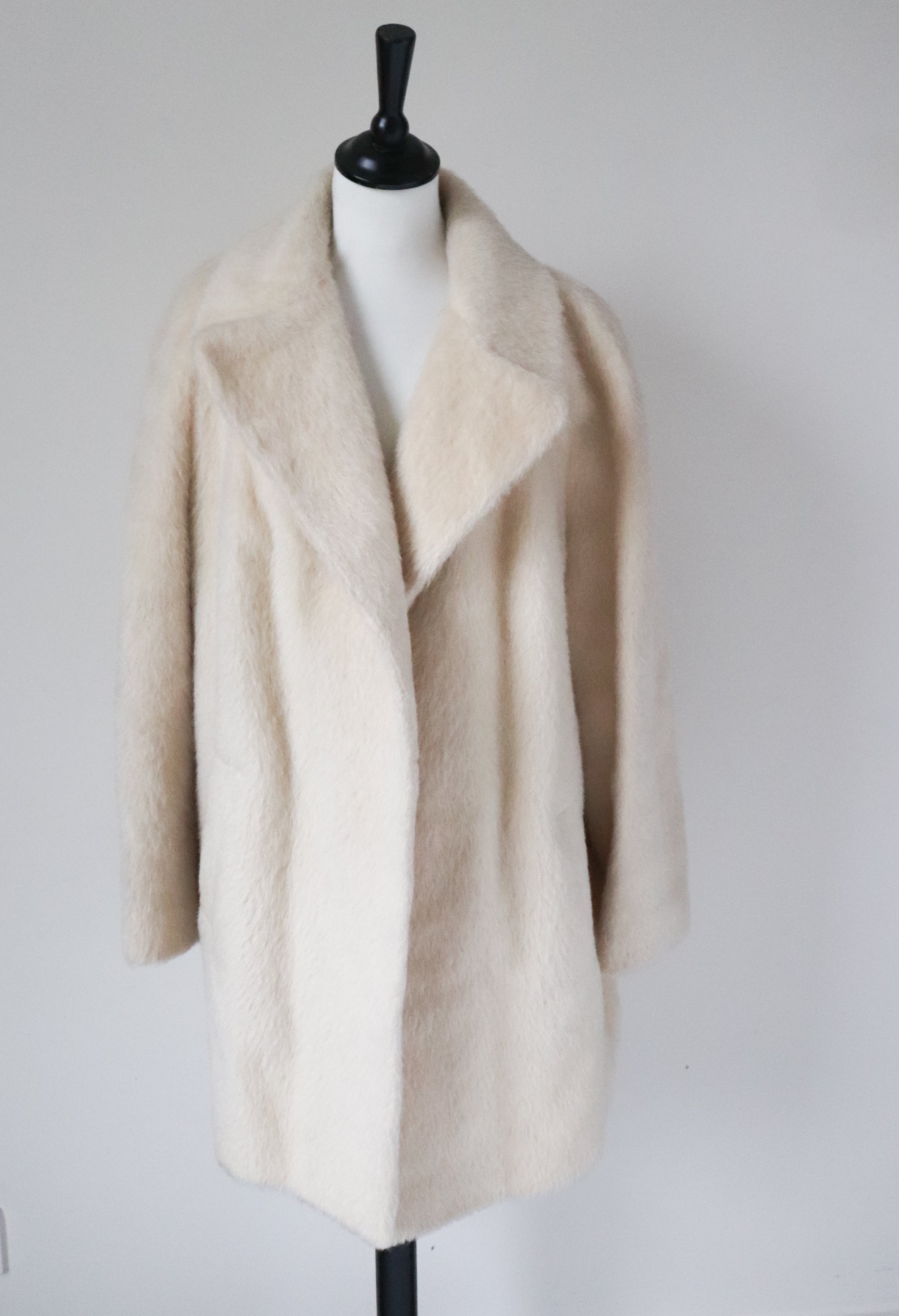 Cream Mohair Wool Coat Wool - Eastex - Vintage 1960s  - M/L  / UK 12 / 14