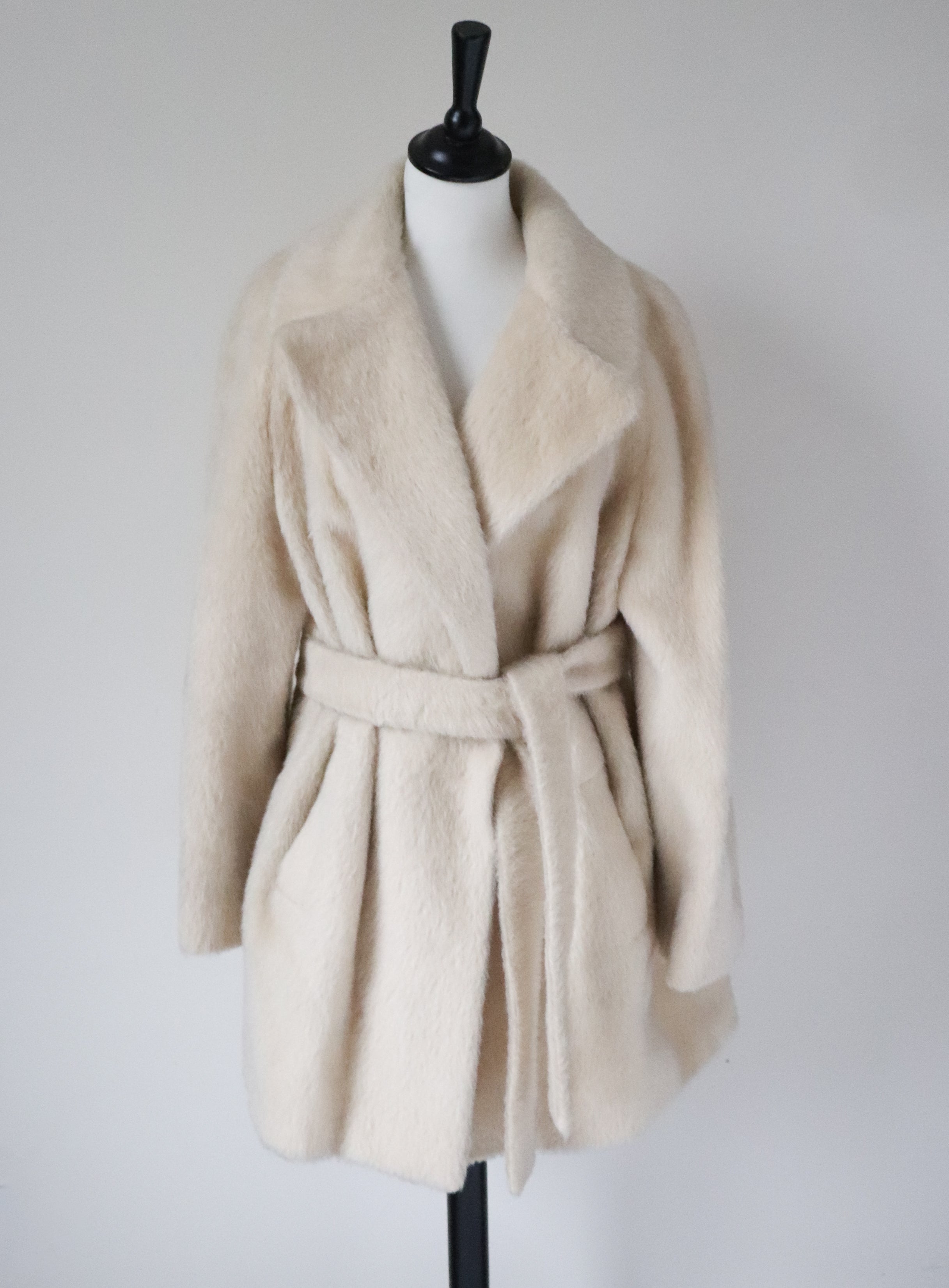 Cream Mohair Wool Coat Wool Eastex Vintage 1960s M L UK 12
