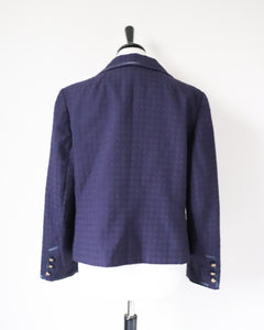 Blue Bouclé Wool Checked Jacket - Vintage - Rose Bertin - M / UK 12