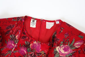 Ungaro Vintage Dress - Red Floral Wool - Long Sleeve - Fit XS / S - UK 8 / 10