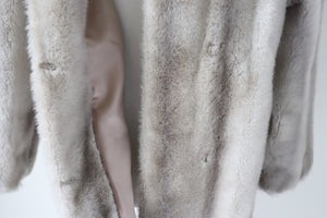 Vintage 1970s Faux Fur Coat - Tissavel France -  Pale Silver Mink -  M / UK 12