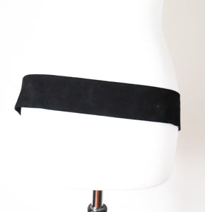 Black Suede Leather 1980s Vintage Belt - Wide - Large
