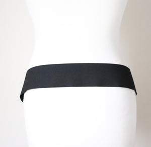 Stretchy Elastic 1980s Vintage Belt - Wide - White / Black Animal Print - Large