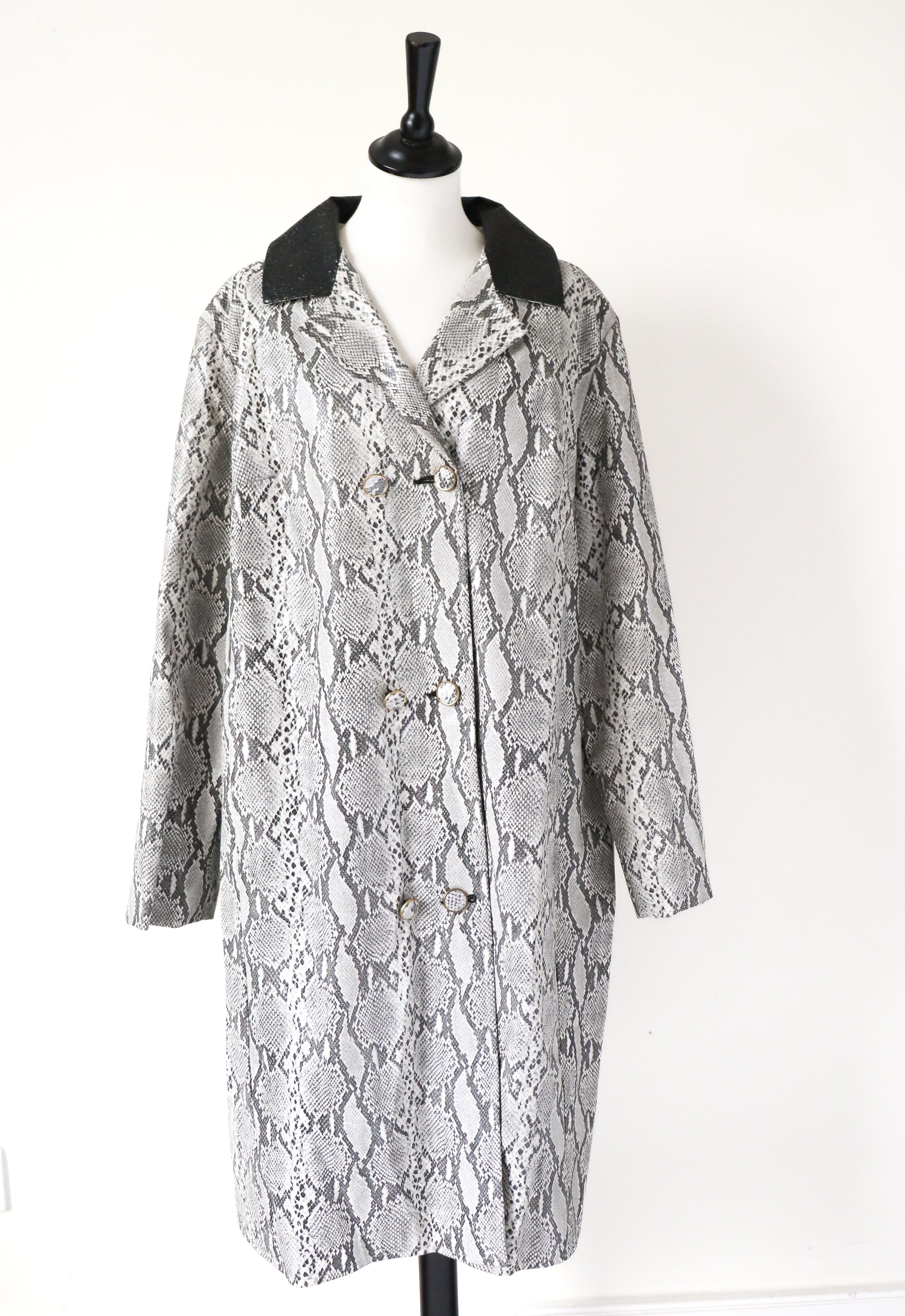 Vintage 1960s Vinyl Coat -  Snakeskin Print - XL   / UK 16