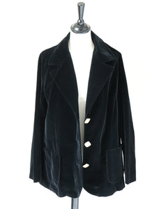 Black Velvet Evening Jacket - Vintage 1970s -  L /  UK 14