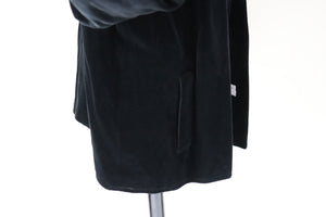 Vintage Collarless Black Velvet Jacket  - Evening -  L / XL - UK 14 / 16
