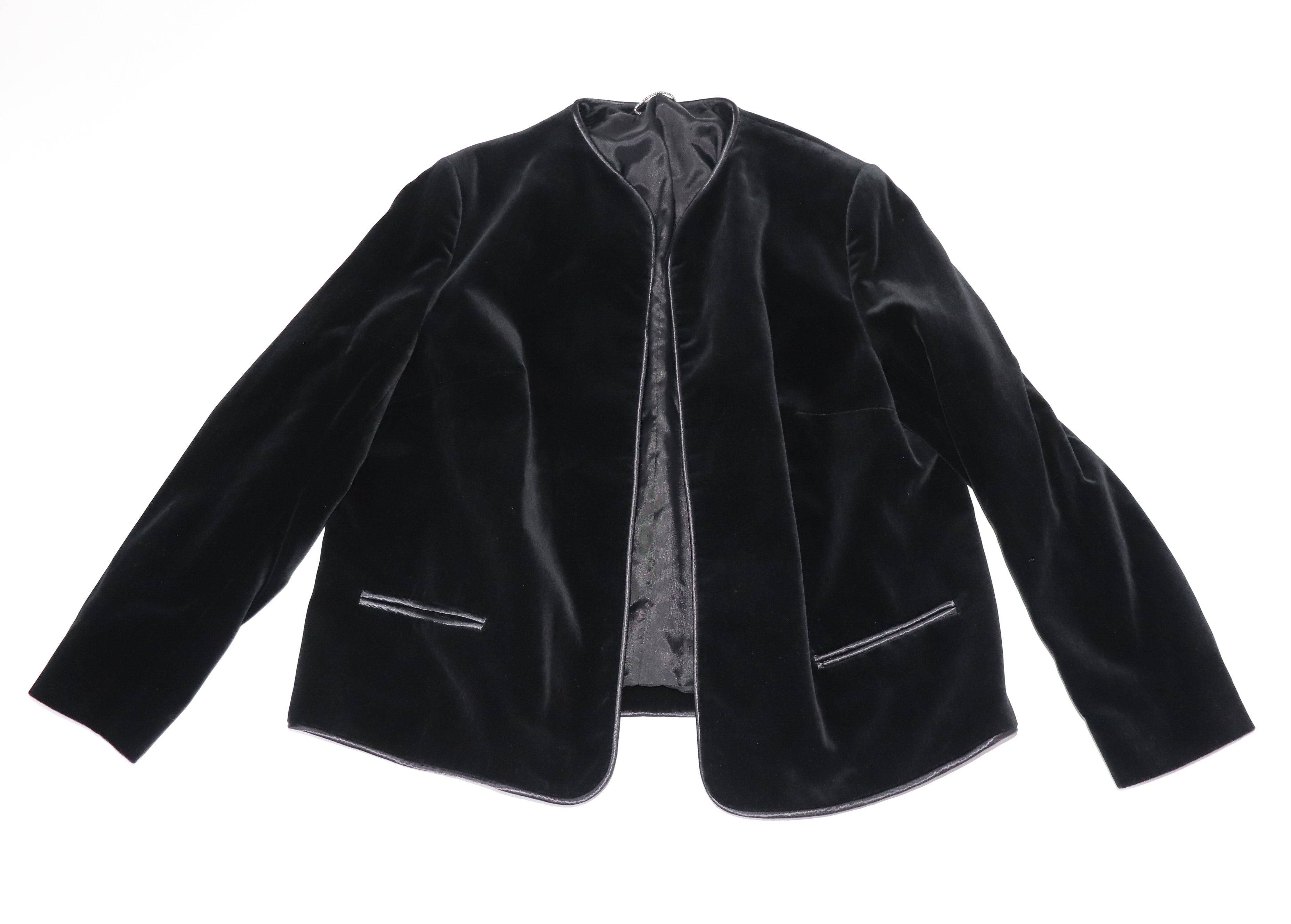 Eastex Vintage Collarless Black Velvet Jacket  - Evening -  XXL - UK 18