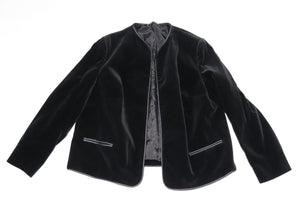Eastex Vintage Collarless Black Velvet Jacket  - Evening -  XXL - UK 18