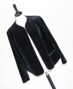 Eastex Vintage Collarless Black Velvet Jacket  - Evening -  XXL - UK 18