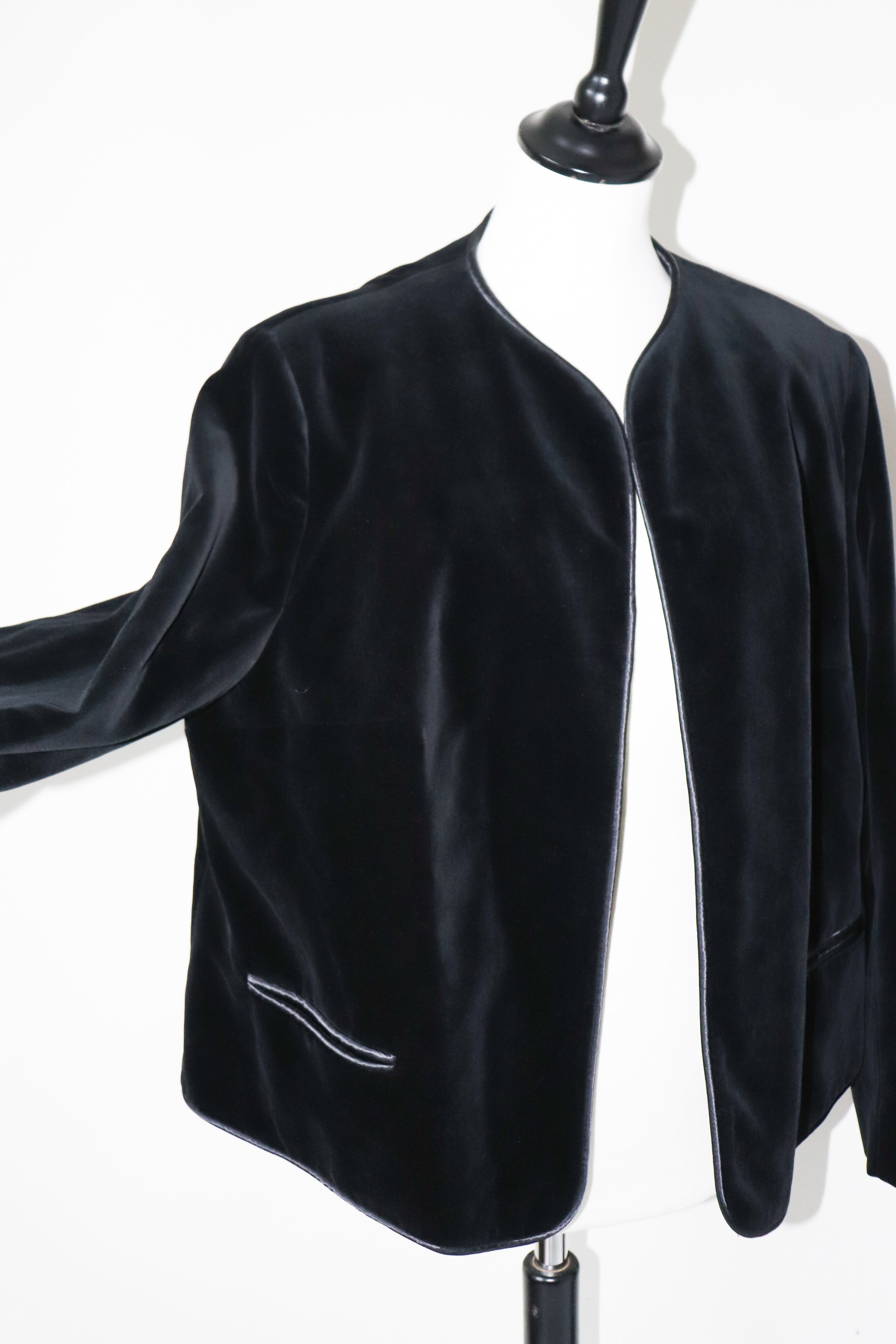 Eastex Vintage Collarless Black Velvet Jacket  - Evening -  XXL - UK 18