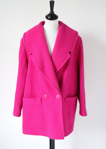Pink 3/4 Winter Coat - Littlewoods Vintage 1980 - Wool - Fit  UK 12 / 14