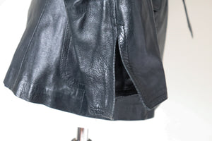 Womens Leather Jacket - Blue - Belted - Vintage 1980s - XXS / UK 6 (Petite)