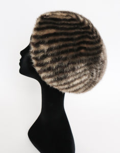 Esdel Vintage Animal Print FAUX Fur Beret  Hat  1960s - S / M