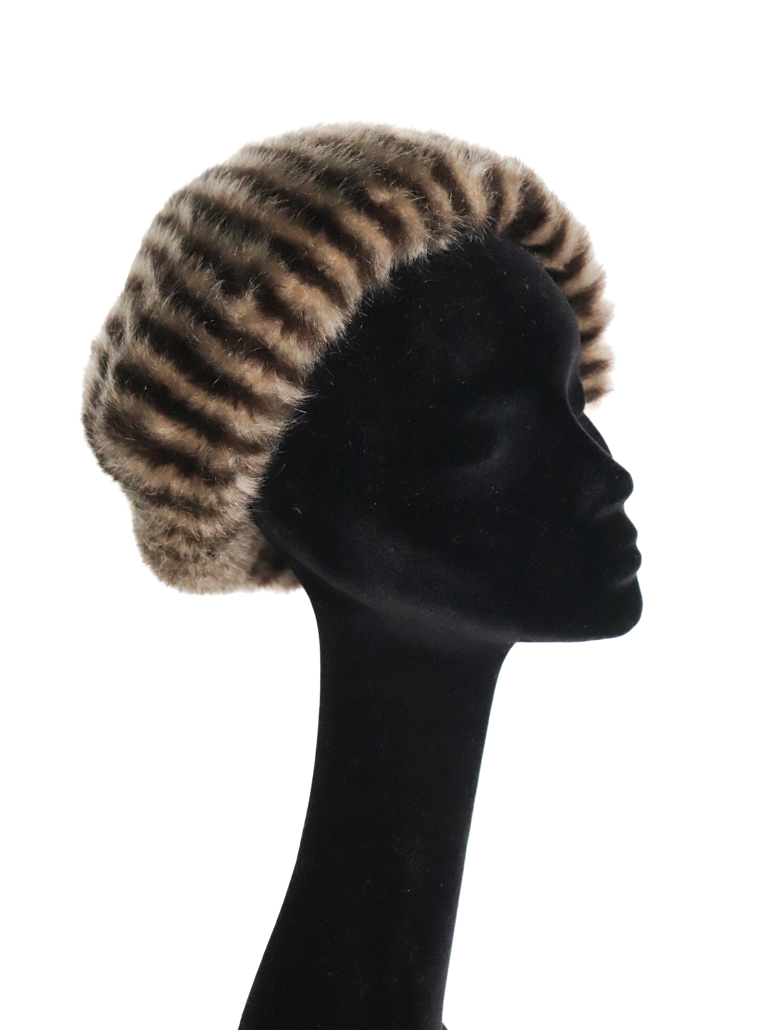 Esdel Vintage Animal Print FAUX Fur Beret  Hat  1960s - S / M