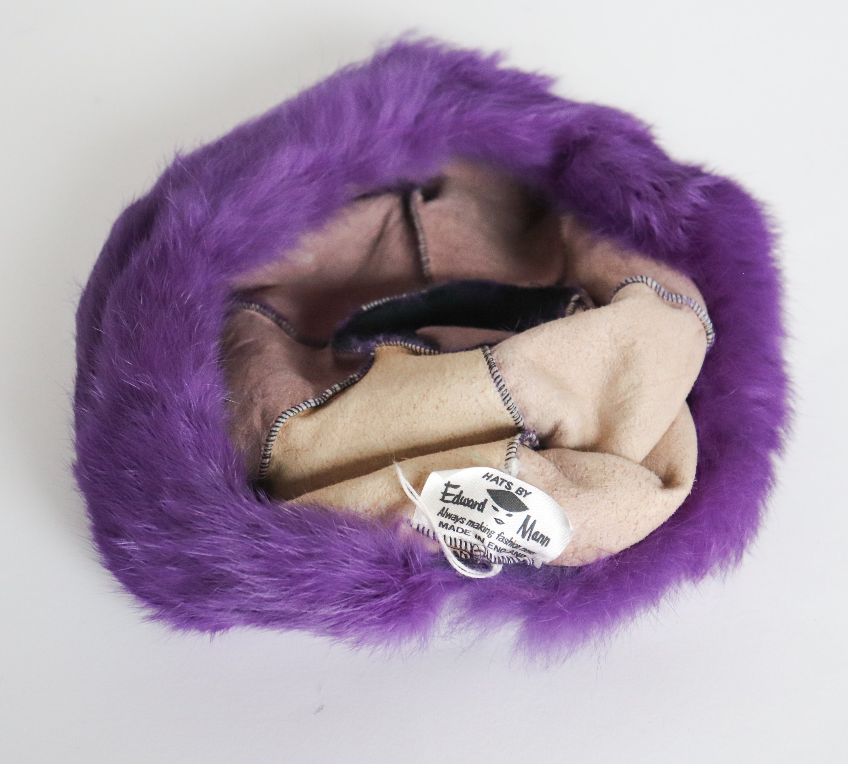 Edward Mann Purple Fur Beret Hat - Vintage 1960s - Large