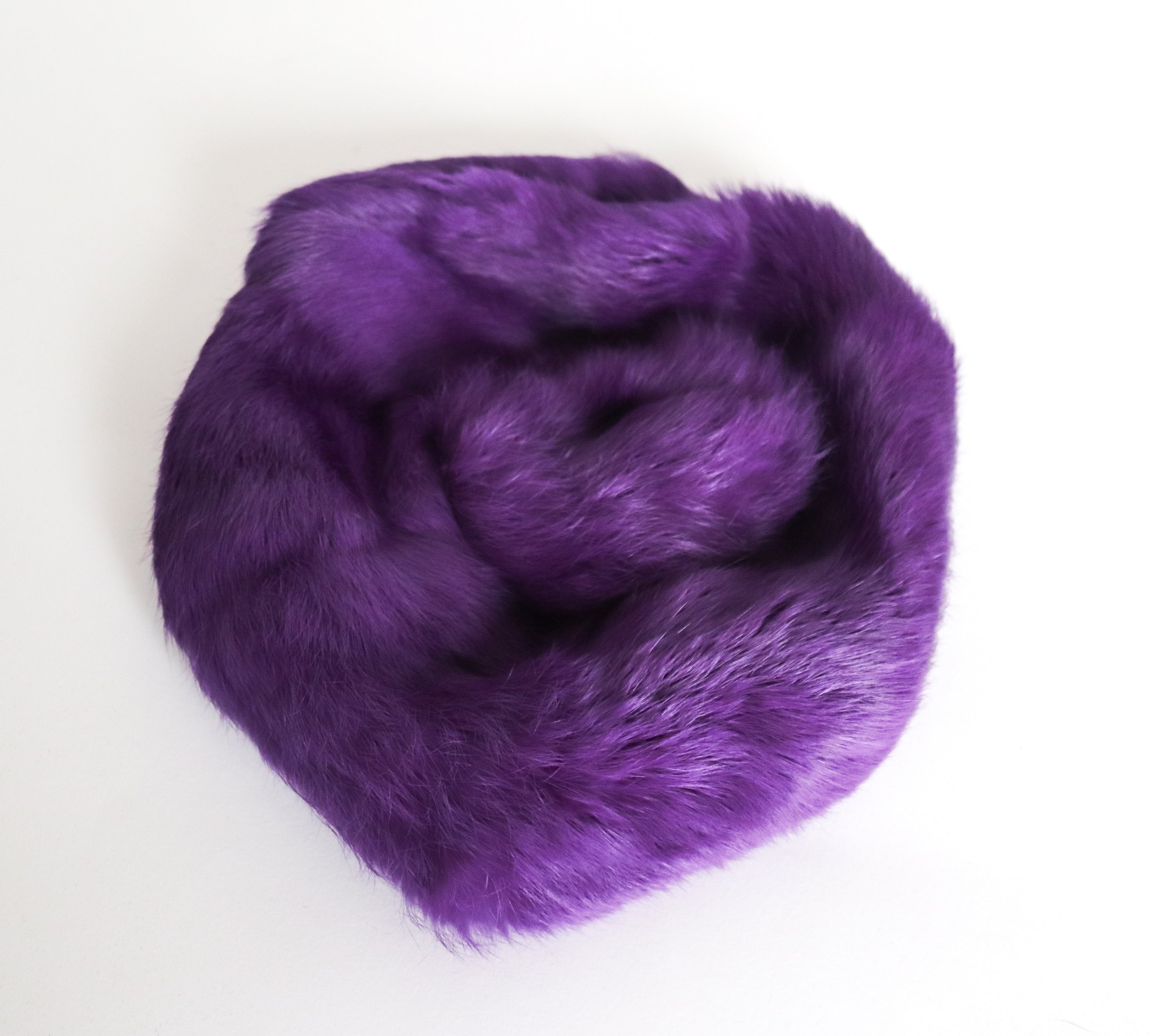 Edward Mann Purple Fur Beret Hat - Vintage 1960s - Large