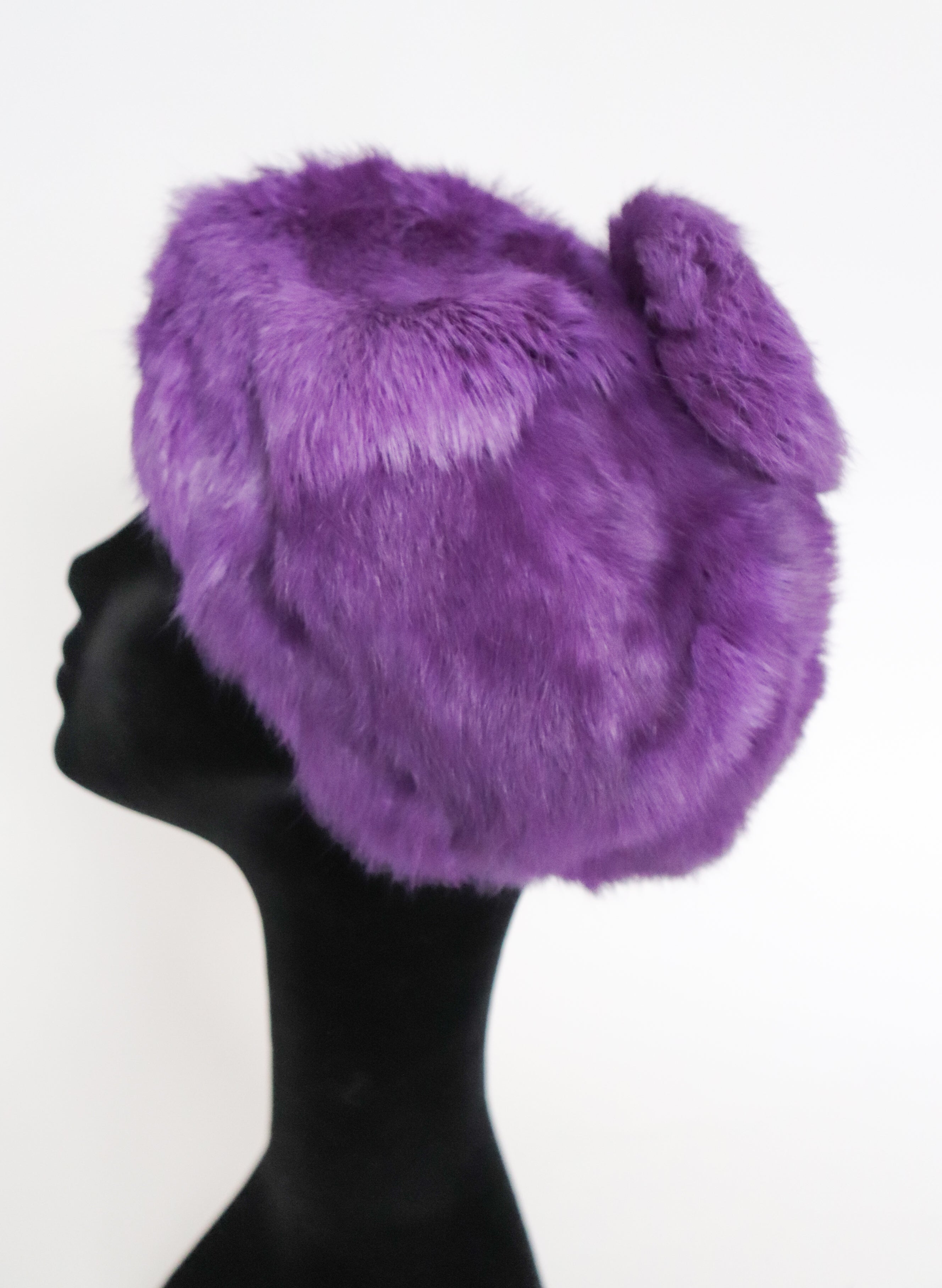 Edward Mann Purple Fur Beret Hat - Vintage 1960s - Large