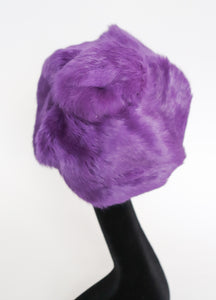 Edward Mann Purple Fur Beret Hat - Vintage 1960s - Large