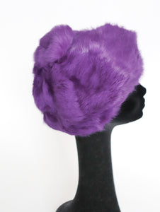 Edward Mann Purple Fur Beret Hat - Vintage 1960s - Large