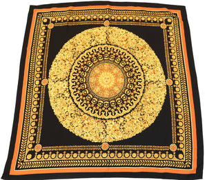 Baroque / Classical  Print Polyester  Scarf - Black / Gold Yellow - LARGE