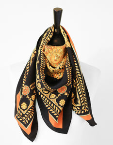 Baroque / Classical  Print Polyester  Scarf - Black / Gold Yellow - LARGE