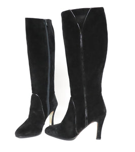 Fancetti Black Suede Leather Long Boots Fit UK 6.5 / 39.5