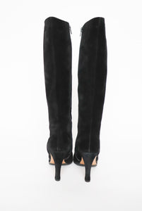Fancetti Black Suede Leather Long Boots Fit UK 6.5 / 39.5