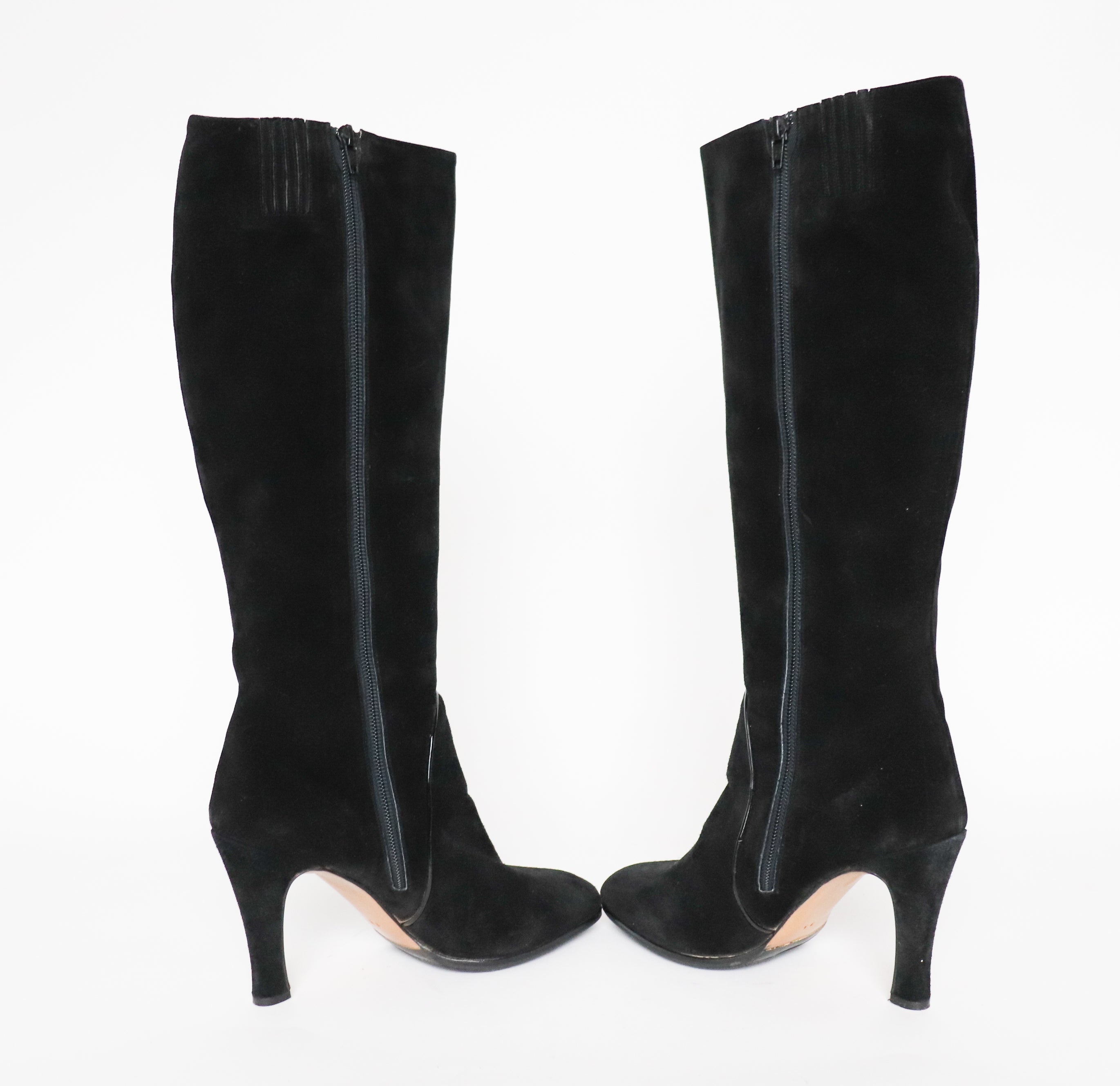 Fancetti Black Suede Leather Long Boots Fit UK 6.5 / 39.5
