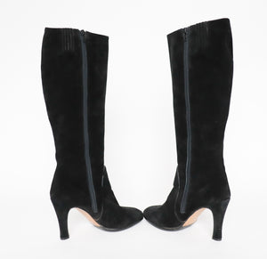 Fancetti Black Suede Leather Long Boots Fit UK 6.5 / 39.5