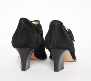 Leopard Print Shoe boots - Black / Brown  Suede - Fit UK 6.5 / 7 - 39.5 / 40