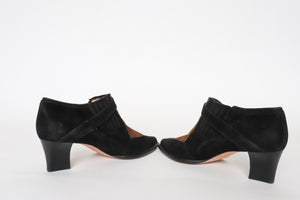 Leopard Print Shoe boots - Black / Brown  Suede - Fit UK 6.5 / 7 - 39.5 / 40