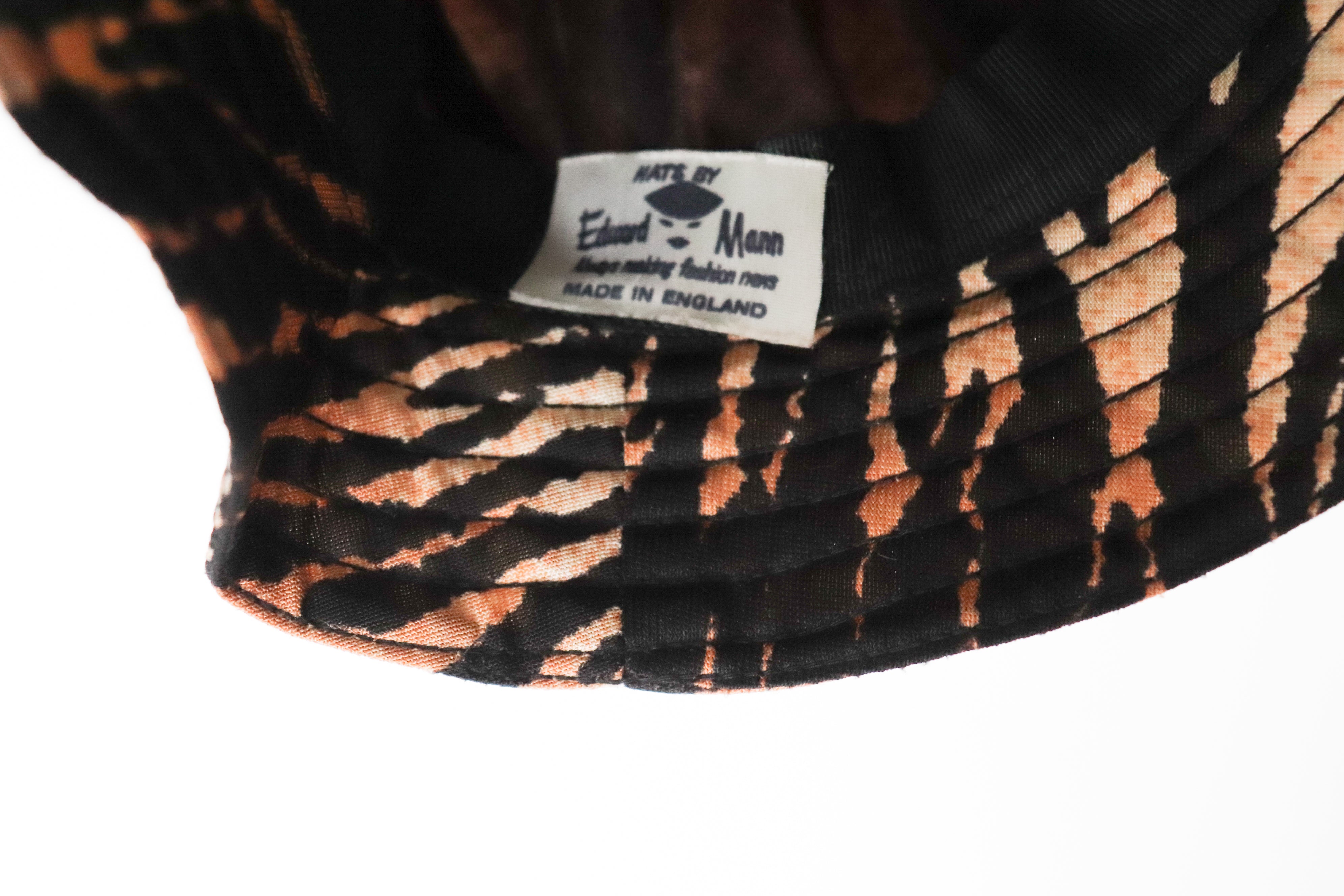 Edward Mann Ladies Bucket Hat - Tiger Print - Vintage 1960s - Small