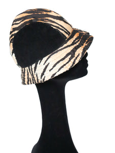 Edward Mann Ladies Bucket Hat - Tiger Print - Vintage 1960s - Small