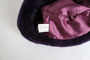 Ladies Faux Fur Winter Brim Hat - Sparkly Purple - L / XL