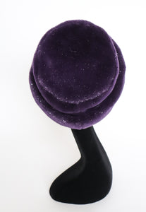 Ladies Faux Fur Winter Brim Hat - Sparkly Purple - L / XL