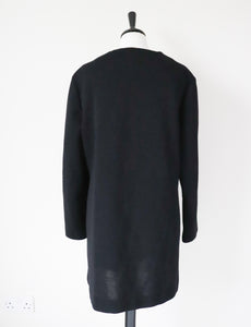 Knitted Collarless Wool Cardigan Jacket - 1960s Jersey Flair - XL / UK 16