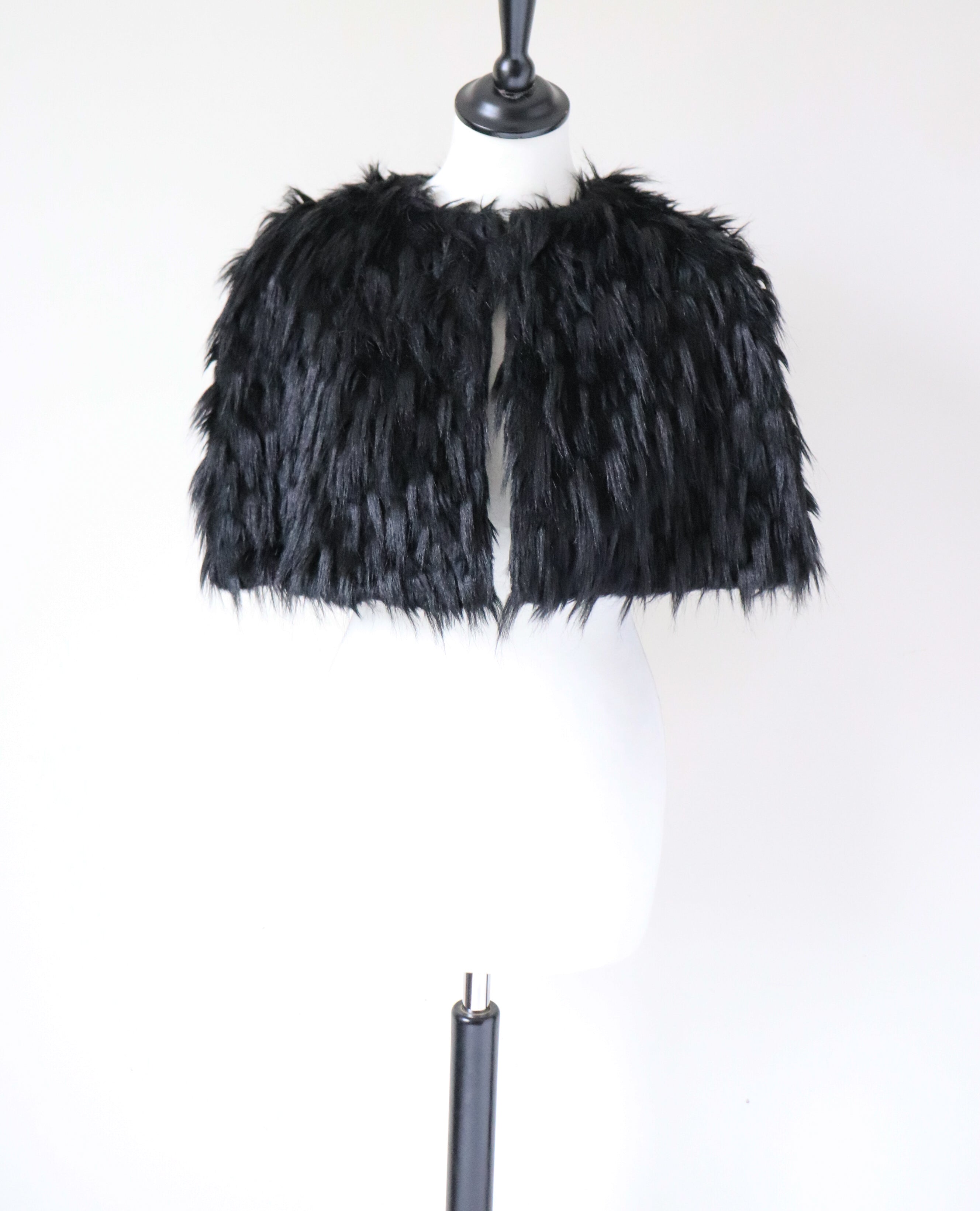 Black Faux Fur Capelet / Bolero Cape / Shrug - Calver & Wilson Couture