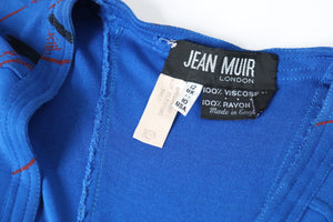 Jean Muir Vintage Dress - Rare - Blue 1980s Patterned - Fit S / UK 10