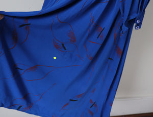 Jean Muir Vintage Dress - Rare - Blue 1980s Patterned - Fit S / UK 10