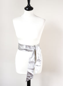 Vintage Silver Leather Belt Tie - 1980s - M / L