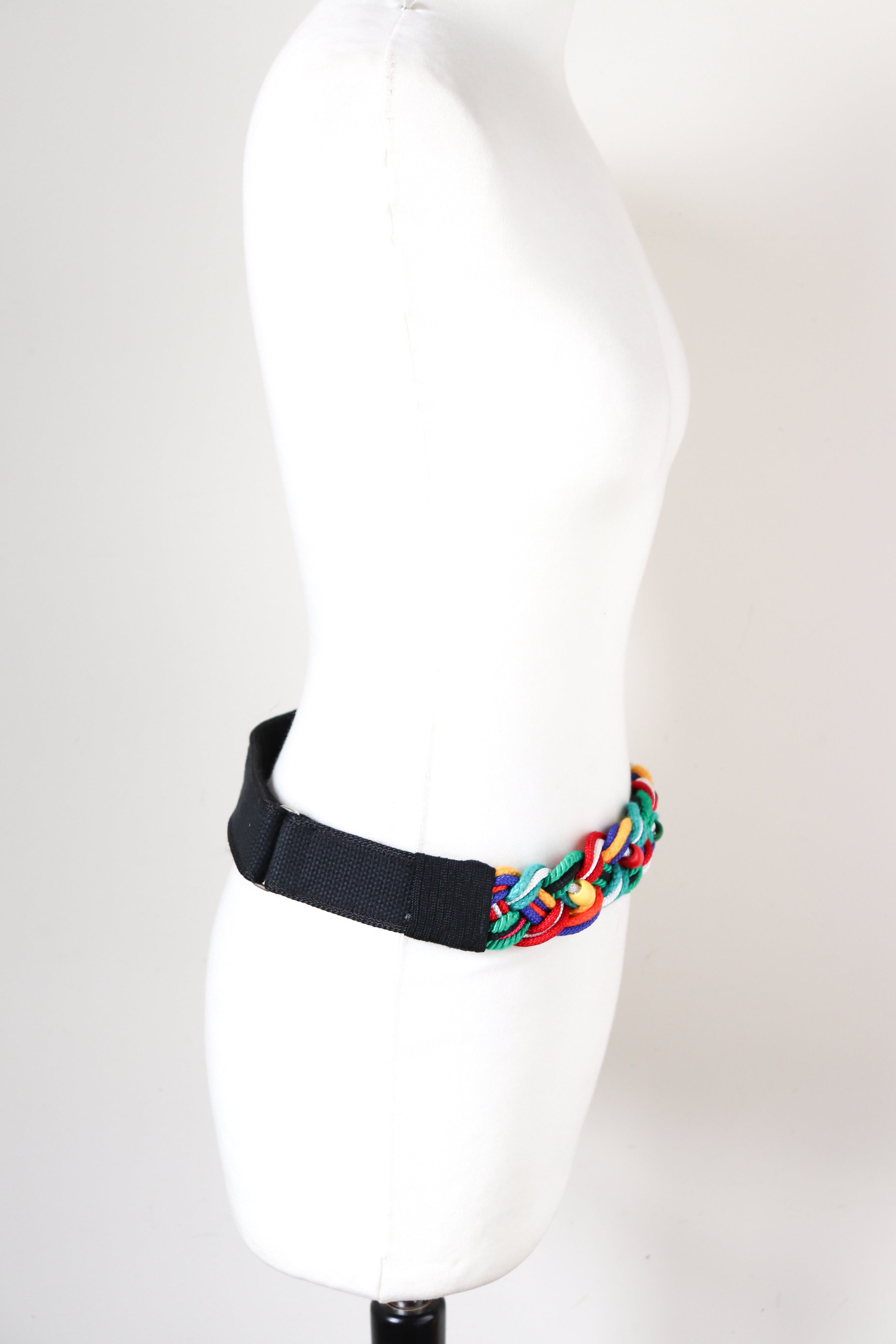 Plaited Beaded Belt - 1980s Vintage - Multicolours - Fit  S / M